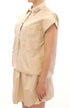 Beige Sleeveless Blouse Top