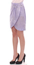 Purple Viscose Above-Knee Wrap Skirt