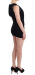 Black Embellished Jersey Mini Sheath Short Dress