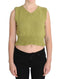 Green Cotton Blend Knitted Sleeveless Sweater