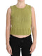 Green Cotton Blend Knitted Sleeveless Sweater