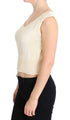 Beige Cotton Blend Knitted Sleeveless Sweater