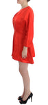 Red Mini Linen 3/4 Sleeve Sheath Dress