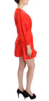 Red Mini Linen 3/4 Sleeve Sheath Dress