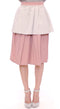 Pink Gray Knee-Length Pleated Skirt