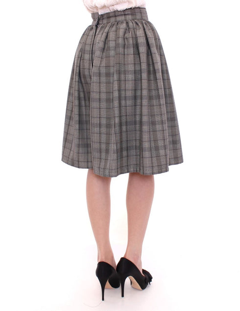 Gray Checkered Wool Shorts Skirt