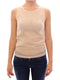 Beige Sleeveless Cotton Top Tank Blouse