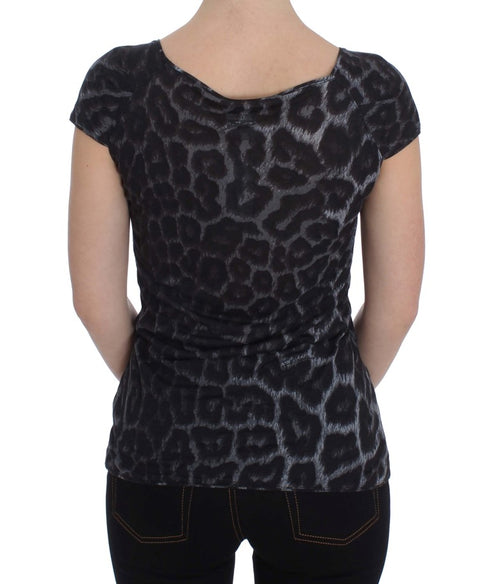 Gray Leopard Modal T-Shirt Blouse Top