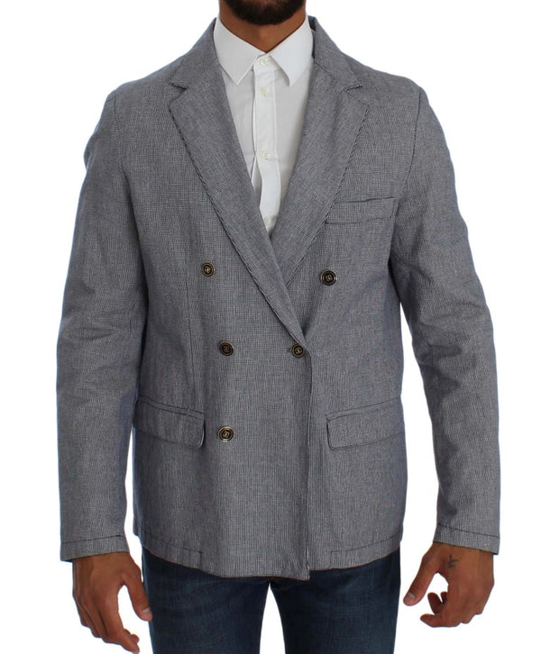 Blue Double Breasted Regular Fit Blazer