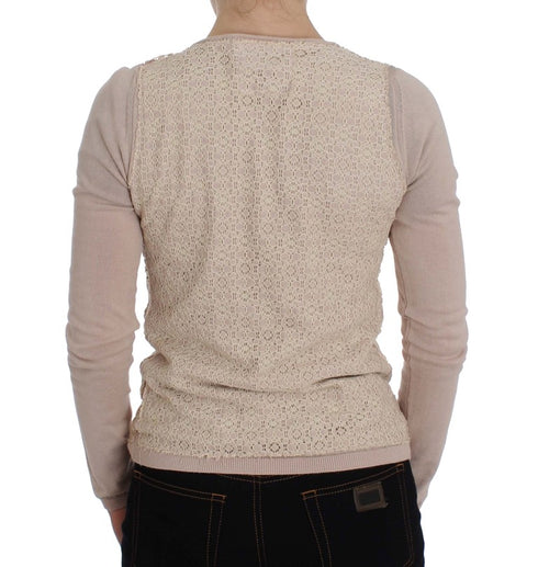 Pink Floral Lace Wrap Sweater