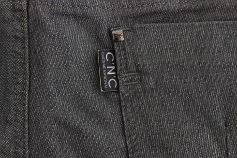 Gray Cotton Blend Slim Fit Jeans