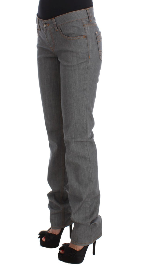 Gray Cotton Regular Fit Denim Jeans