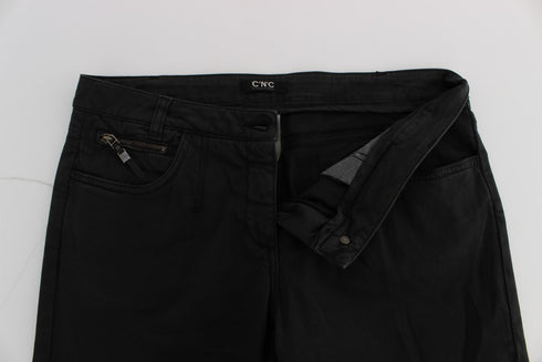 Black Cotton Capri Cropped Denim Jeans