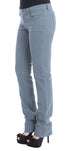 Blue Cotton Blend Slim Fit Bootcut Jeans