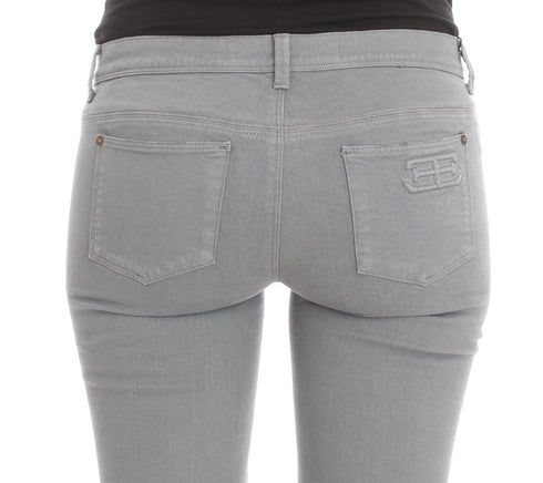 Blue Cotton Blend Slim Fit Bootcut Jeans