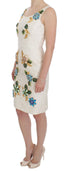 White Brocade Crystal Sheath Dress