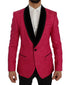 Pink Floral Brocade Slim Blazer Jacket
