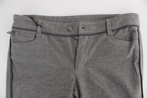 Gray Cotton Straight Fit Casual Pants