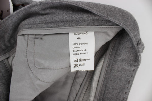 Gray Cotton Straight Fit Casual Pants