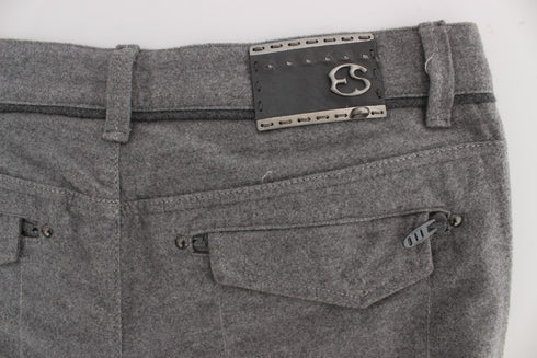 Gray Cotton Straight Fit Casual Pants
