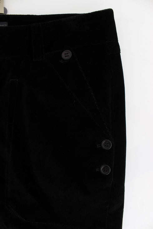 Black Velvet Cotton Straight Legs Pants
