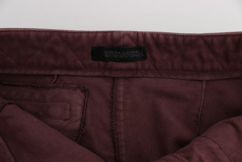 Bordeaux Cotton Cropped Cargo Pants