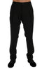 Black Striped Wool Stretch Pants