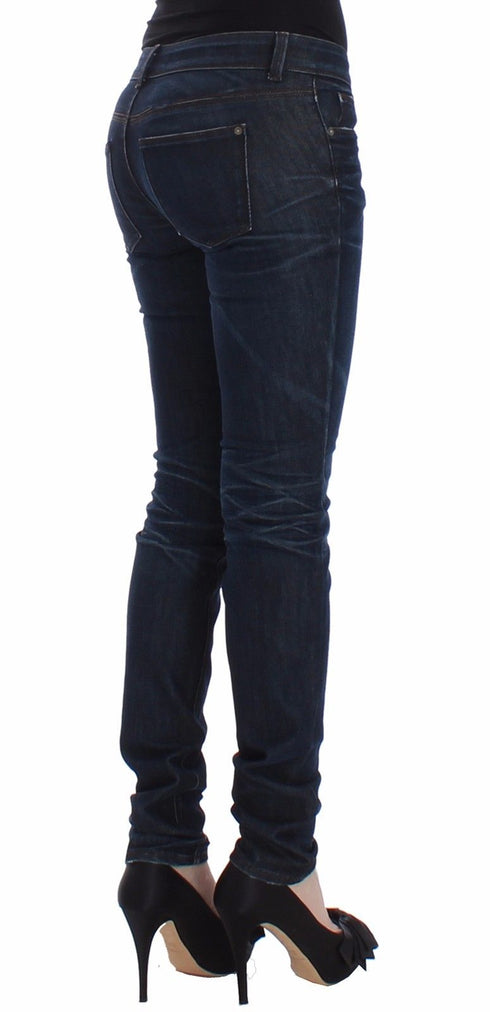 Blue Slim Jeans Denim Pants Skinny Leg Stretch