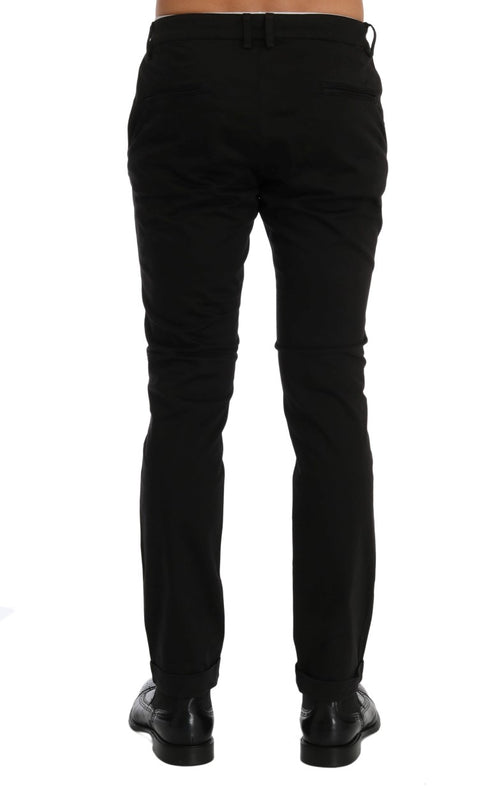 Black Slim Fit Cotton Stretch Pants