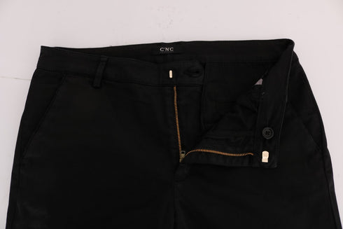 Black Slim Fit Cotton Stretch Pants