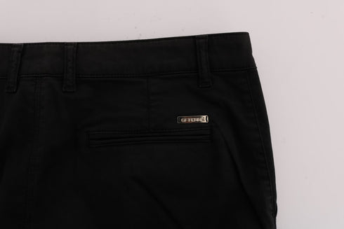 Black Cotton Stretch Chinos Pants