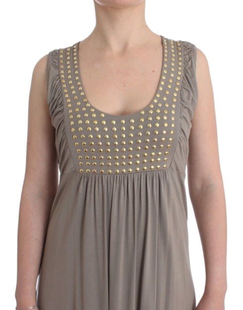 Khaki studded sheath dress