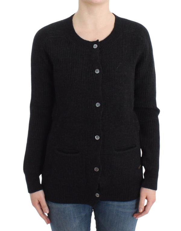 Black wool cardigan
