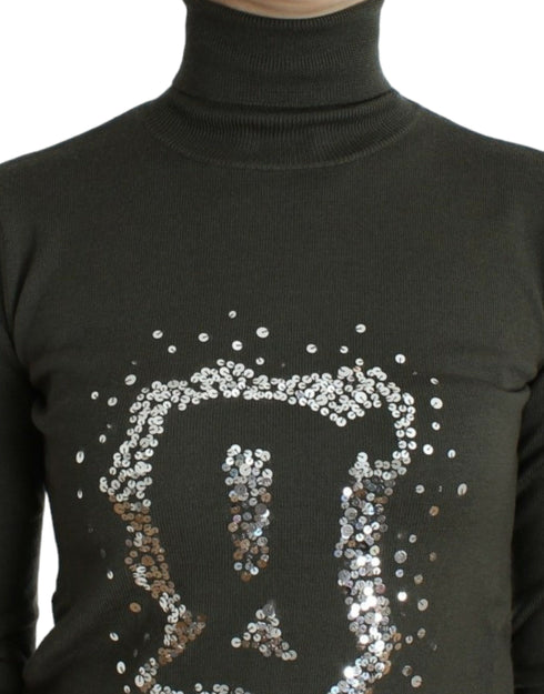 Green wool turtleneck sweater