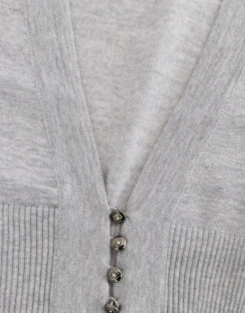 Gray cropped wool cardigan