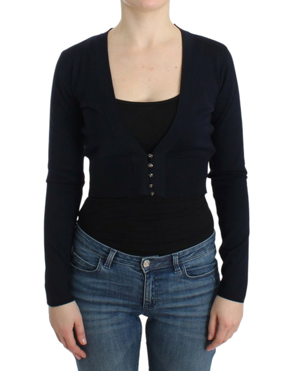 Black cropped wool cardigan