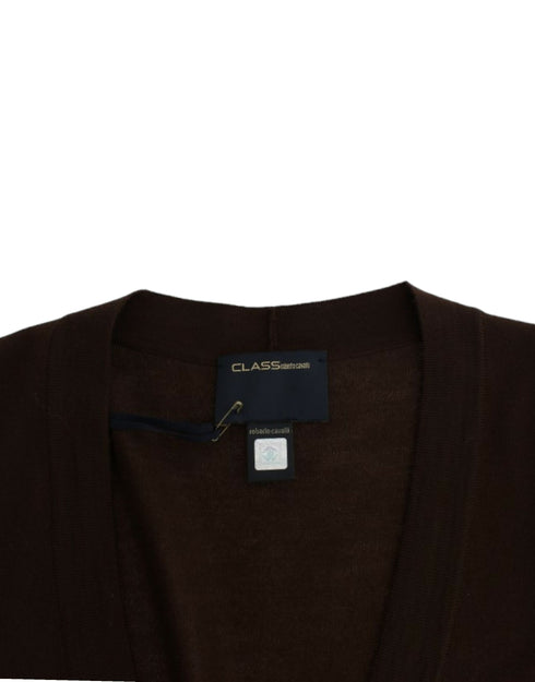 Brown cropped wool cardigan