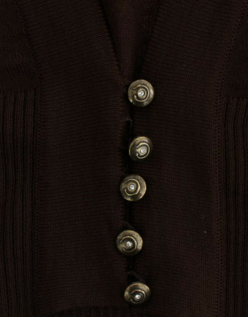 Brown cropped wool cardigan