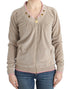 Beige velvet zipup sweater