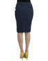 Blue corduroy pencil skirt