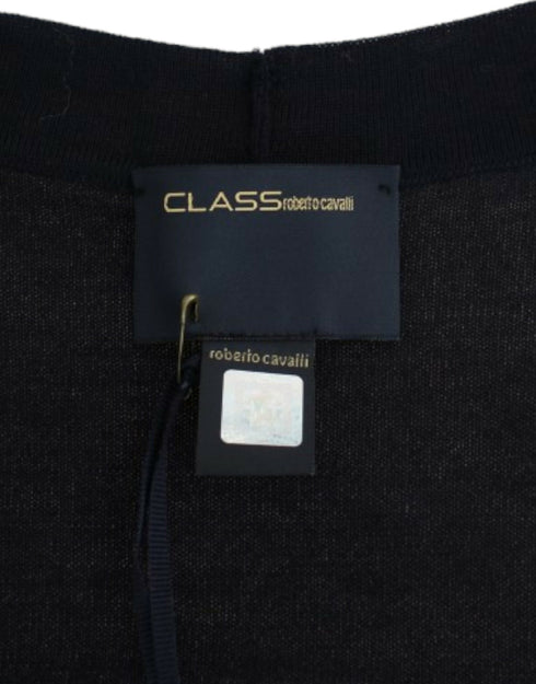 Blue cropped wool cardigan