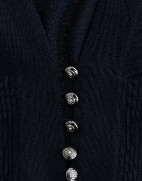 Blue cropped wool cardigan