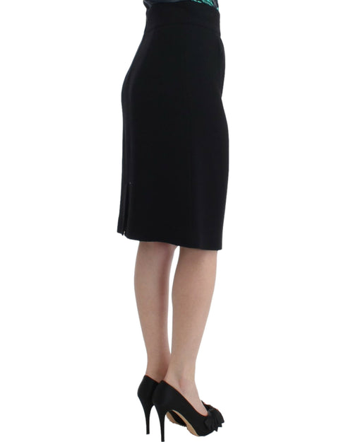 Black wool pencil skirt