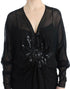 Black long sleeve silk dress