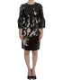 Black floral 3/4 Sleeve sheath dress