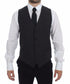 Gray Striped Wool Logo Vest Gilet Weste