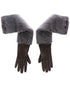 Gray Mink Fur Lambskin Suede Leather Gloves