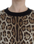Leopard Print Crewneck Short Sweater