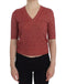 Red Wool Tweed Short Sleeve Sweater Pullover