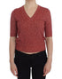Red Wool Tweed Short Sleeve Sweater Pullover